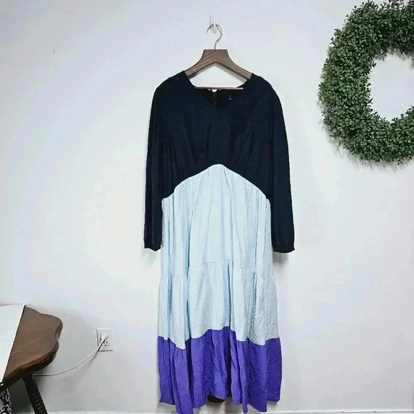 Lane Bryant 22 color block parachute tiered maxi dress - Picture 7 of 10